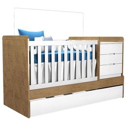 Berço Multifuncional Cléo e Cômoda Infantil Selena Branco Acetinado Amadeirado – Carolina Móveis - 2