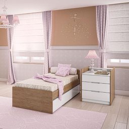 Berço Multifuncional Cléo e Cômoda Infantil Selena Branco Acetinado Amadeirado – Carolina Móveis - 3