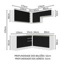 Ver imagem 4 de Armário de Cozinha Completa de Canto 349cm Branco Preto Glamy Madesa 03