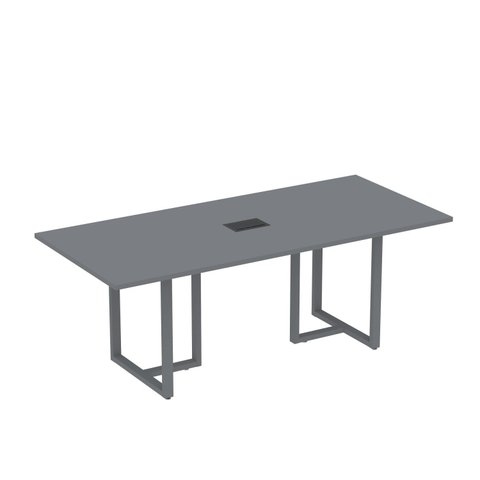 Mesa de Reunião Retangular com Power Box 200x90cm MR2000P25TUB Cinza/Grafito