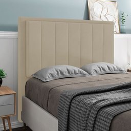Cabeceira Cama Box King Veneza 195 Cm Sintético MV Estofados Bege - 2
