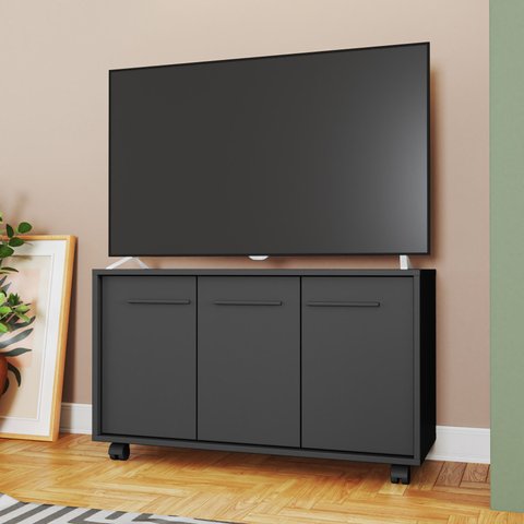 Rack para TV até 40 Polegadas 90cm Tvs 3 Portas 1 Prateleira Preto