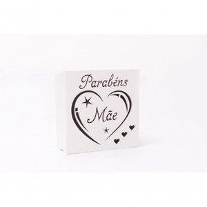 Caixas Personalizadas Brancas 100% Mdf (17x17x07) Parabéns Mãe