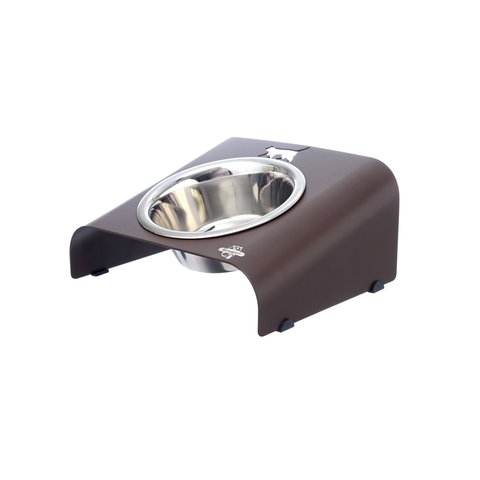 Comedouro Elevado Inclinado Individual Gato Marrom