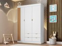 Ver imagem 2 de Guarda Roupa Infantil 3 Portas 4 Gavetas Ayla Branco - Phoenix Baby