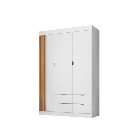 Guarda Roupa Infantil 3 Portas 4 Gavetas Ayla Branco - Phoenix Baby