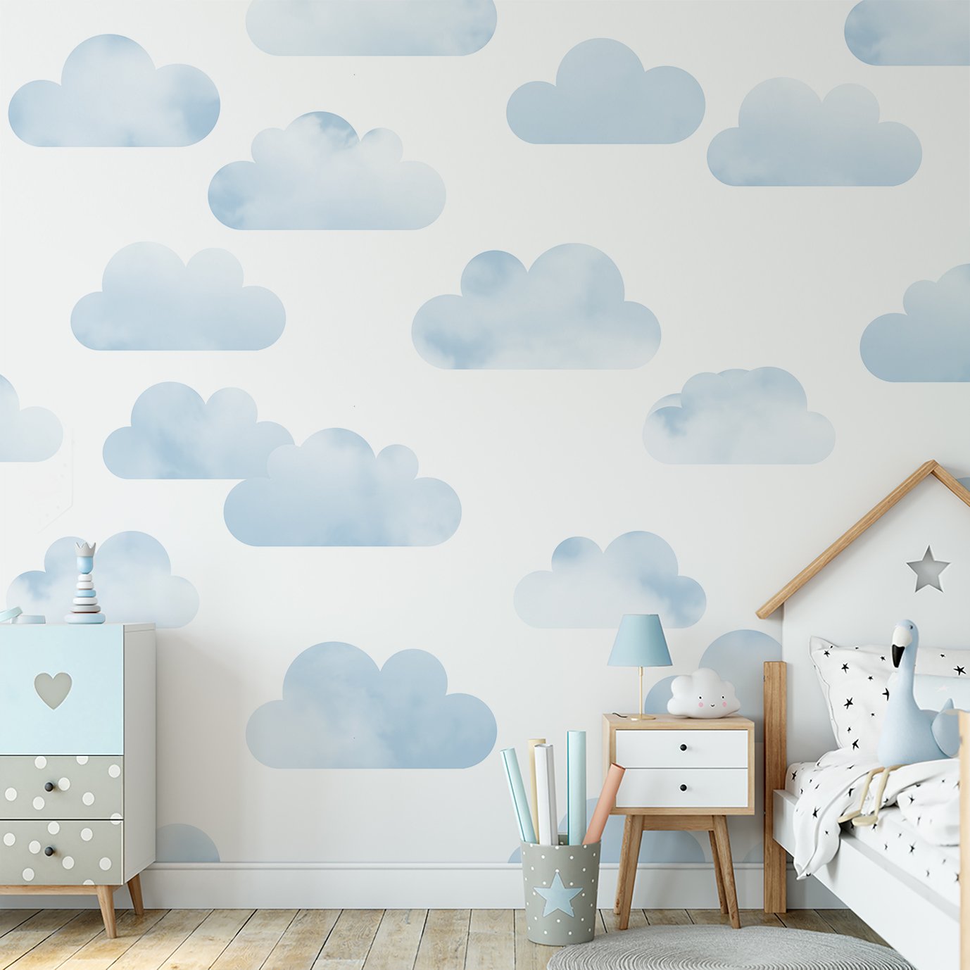 Papel de parede infantil nuvem azul para quarto de bebê M² PP115 - 2