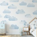 Ver imagem 2 de Papel de parede infantil nuvem azul para quarto de bebê M² PP115