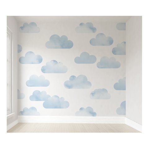 Papel de parede infantil nuvem azul para quarto de bebê M² PP115