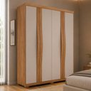 Ver imagem 1 de Guarda-Roupa Solteiro 100% MDF 4 Portas e 2 Gavetas com Pés Multimóveis CR35521 Madeirado/Off