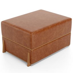 Puff Decorativo Retangular para Sala de Estar Domus L02 Couríssimo Camel - Lyam Decor - 1