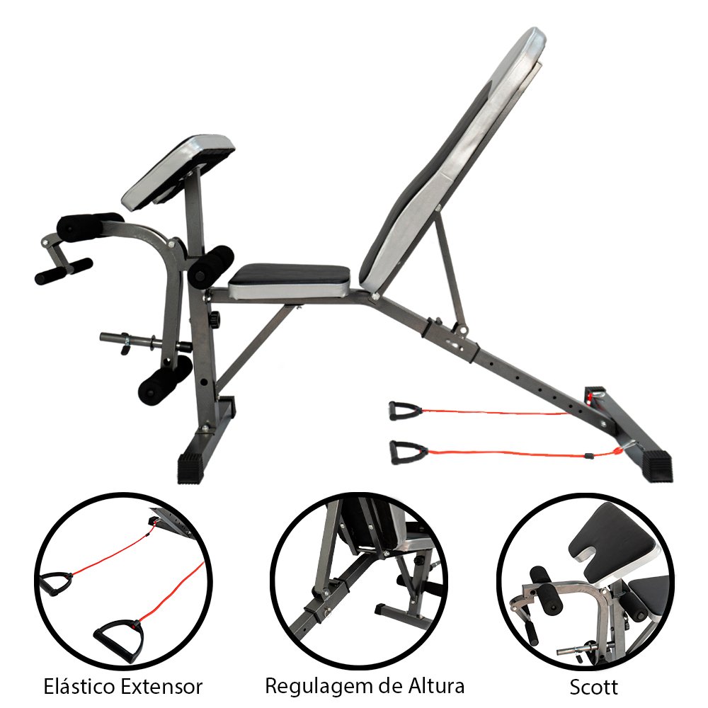 Banco Supino Regulável Cadeira Extensora e Scott Yangfit - 2