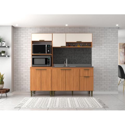 Cozinha Alana 3 Pecas Torre Quente Freijo/Off White
