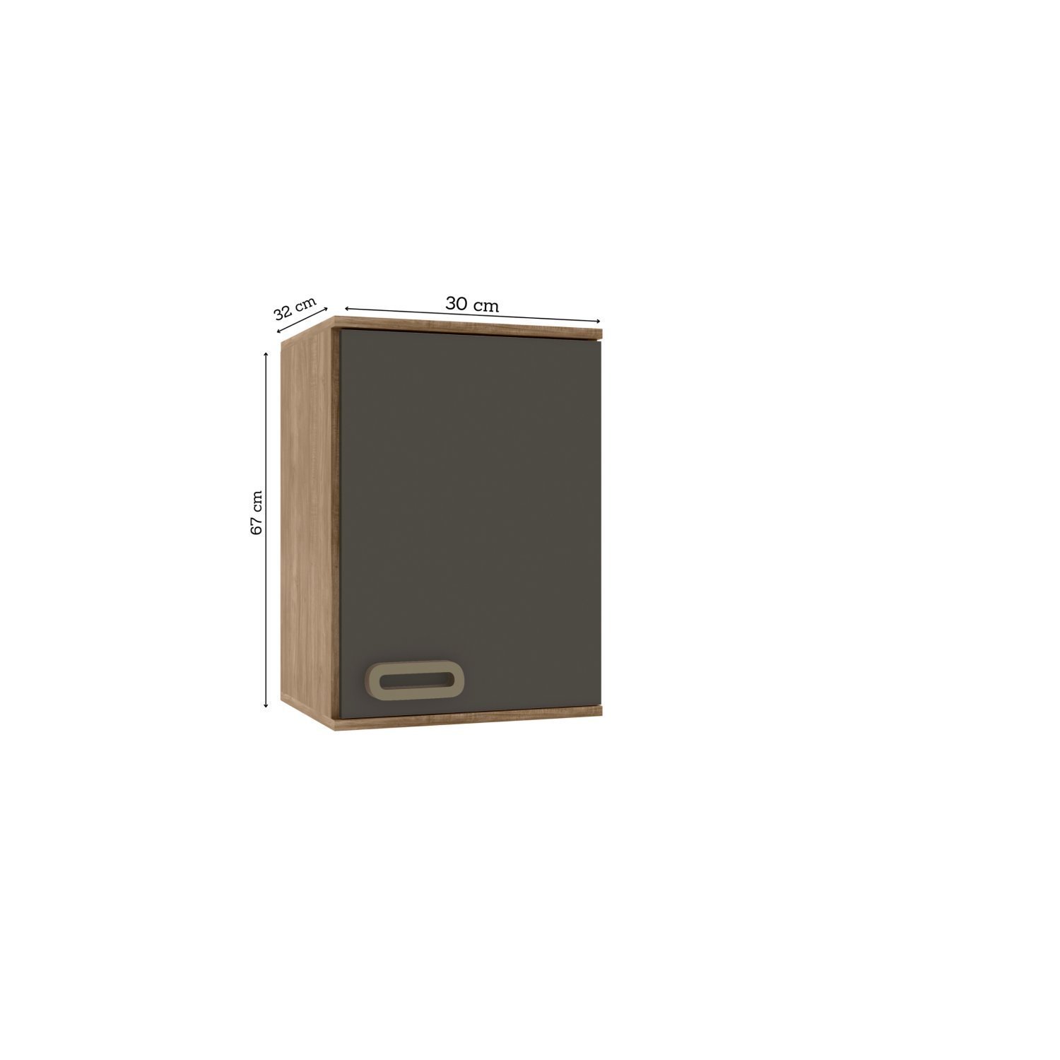 Armário Aéreo Simples 1 Porta Direito 30cm Bréscia - 4