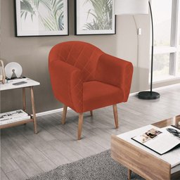 Poltrona Grazi Pés Palito Suede Terracota - Amarena Móveis - 3