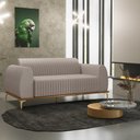 Ver imagem 2 de Sofá 3 Lugares para Sala de Estar Molino 210 Cm D02 Pés D'ouro Linho Bege C-107 - Lyam Decor