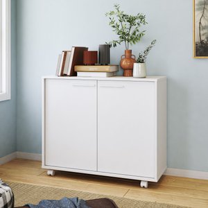 Balcão Multiuso 2 Portas 2 Prateleiras com Rodízios MDP 12mm