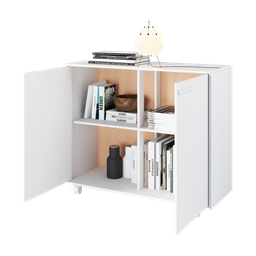 Balcão Multiuso 2 Portas 2 Prateleiras com Rodízios MDP 12mm - 4