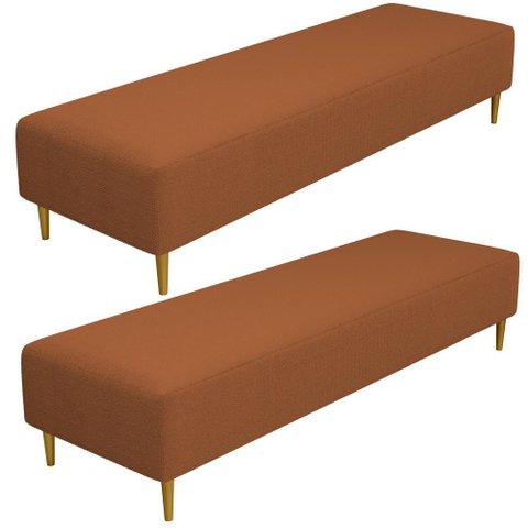 Kit 02 Puffs Decorativo Bali W01 Pés Palito 210x60cm Bouclê Terracota - Lyam Decor