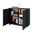 Ver imagem 4 de Armário para Escritório Baixo 2 Portas 1 Prateleira com Rodízios Preto