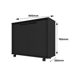 Armário para Escritório Baixo 2 Portas 2 Prateleiras com Rodízios MDP 12mm - 3