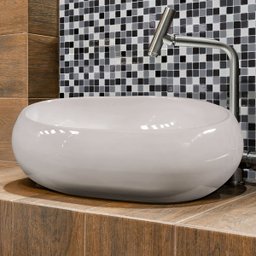 Cuba Oval Pia para Banheiro Lavabo Apoio Sobrepor sem Mesa 45x35x13,5cm Cor Branco - 1