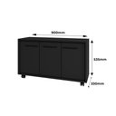 Ver imagem 3 de Balcão Multiuso 3 Portas 1 Prateleira com Rodízios Preto