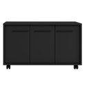 Ver imagem 2 de Balcão Multiuso 3 Portas 1 Prateleira com Rodízios 53.5x90x33cm Preto
