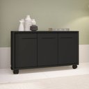 Ver imagem 1 de Balcão Multiuso 3 Portas 1 Prateleira com Rodízios 53.5x90x33cm Preto
