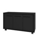 Ver mais imagens de Balcão Multiuso 3 Portas 1 Prateleira com Rodízios 53.5x90x33cm Preto
