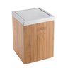 Lixeira Quadrada Basculante 5l Bamboo e Inox - Marrom-claro - 1