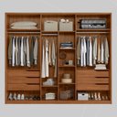 Ver imagem 3 de Guarda Roupa Casal 6 Portas com Ripado e com Espelho 6 Gavetas Atrice - Nogueira Touch