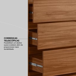 Guarda Roupa Casal 6 Portas com Ripado e com Espelho 6 Gavetas Atrice - Nogueira Touch - 6