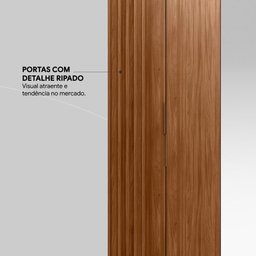 Guarda Roupa Casal 6 Portas com Ripado e com Espelho 6 Gavetas Atrice - Nogueira Touch - 8