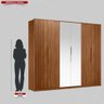 Guarda Roupa Casal 6 Portas com Ripado e com Espelho 6 Gavetas Atrice - Nogueira Touch - 4