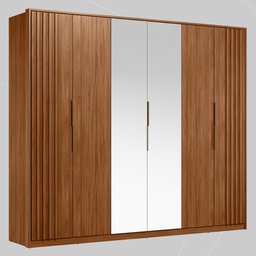Guarda Roupa Casal 6 Portas com Ripado e com Espelho 6 Gavetas Atrice - Nogueira Touch - 10