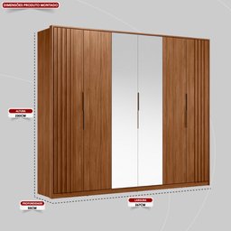 Guarda Roupa Casal 6 Portas com Ripado e com Espelho 6 Gavetas Atrice - Nogueira Touch - 2