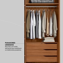Guarda Roupa Casal 6 Portas com Ripado e com Espelho 6 Gavetas Atrice - Nogueira Touch - 9