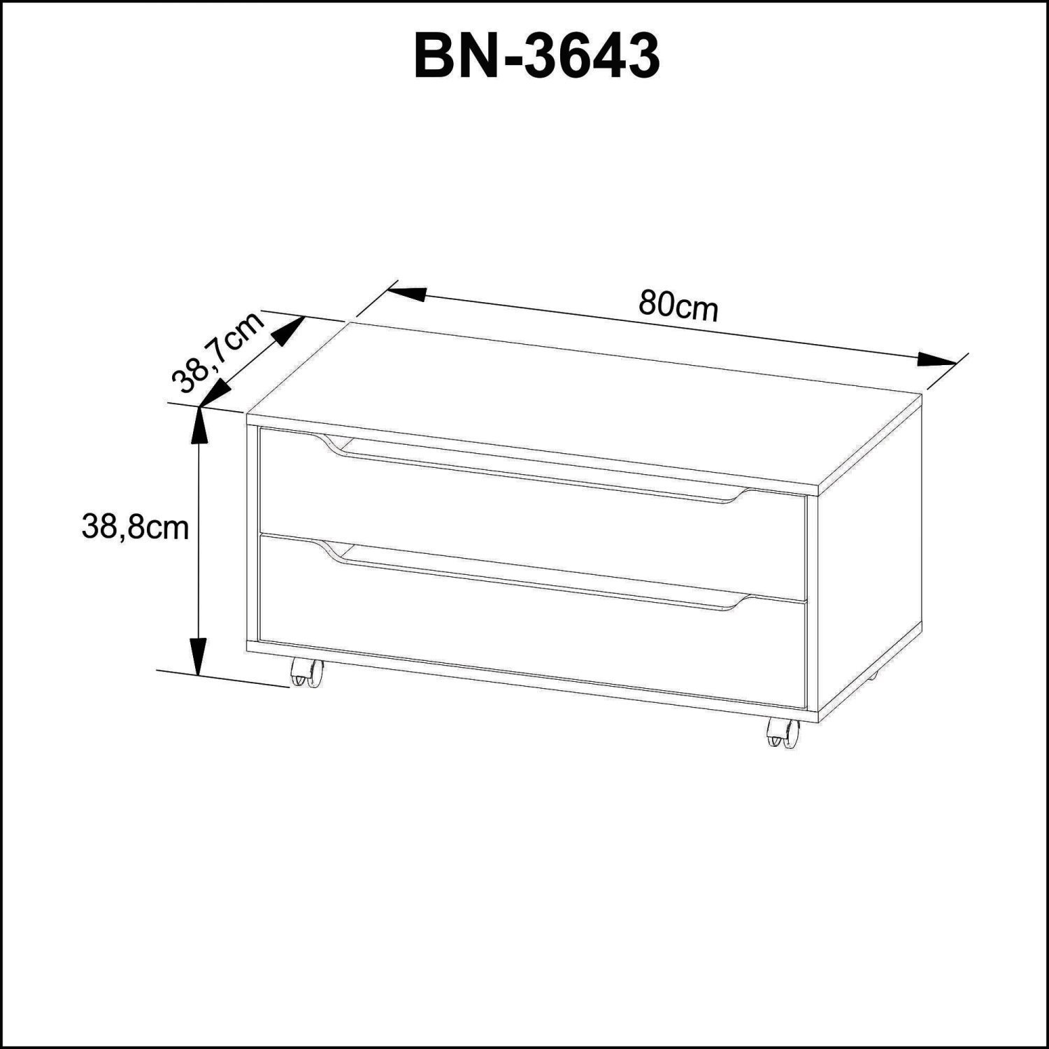 Gabinete para Banheiro com 2 Gavetas Rodízio BN3643 - 5