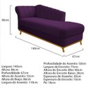 Ver imagem 4 de Kit Diva Recamier Vanessa 140cm Lado Direito e 02 Poltronas Laura Suede - ADJ Decor RECAMIER DIVÃ SO