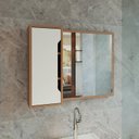 Ver imagem 1 de Espelheira Armário para Banheiro com Espelho 80x60cm BN3645 Amêndoa/Branco