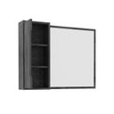 Ver imagem 3 de Espelheira Armário para Banheiro com Espelho 80x60cm BN3645 Preto/Mármore Lunar