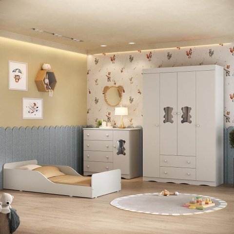 Quarto Infantil Completo com Minicama Montessoriana e Colchão Incluso Doçura Multimóveis MP4898