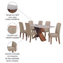 Ver imagem 5 de Conjunto Mesa de Jantar com Vidro 1,80m e 6 Cadeiras Grécia Dobuê - Madeirado/bege