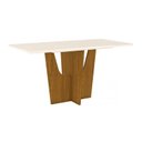 Ver imagem 1 de Mesa de Sala Jantar Vértice + Tampo Madeirado 160x80cm Nature/Off White - Henn