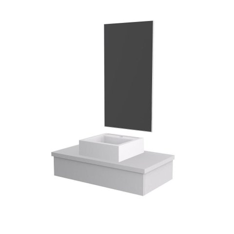 Conjunto Bancada C-cuba Q39 e Espelheira Metrópole 801 Perffect Acetinado Branco Chess
