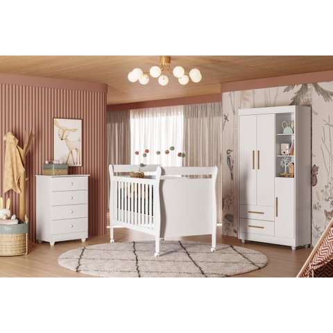 Berço que Vira Cama com Colchão - Slim - Mobibaby