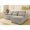 Ver imagem 1 de Sofá Baroni Tecido Linho com Chaisse Lado Direito e Conjunto de Almofadas Soltas | de Casa Décor e e