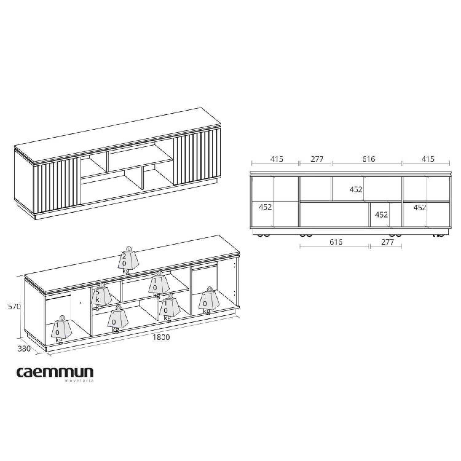 Rack com Painel Frisado para Tv até 70 Polegadas Talismã Espresso Móveis - 11