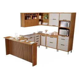 Cozinha Modulada Imperatriz Gourmet Canto 09 Peças Ripado em Mdf Nesher - 2